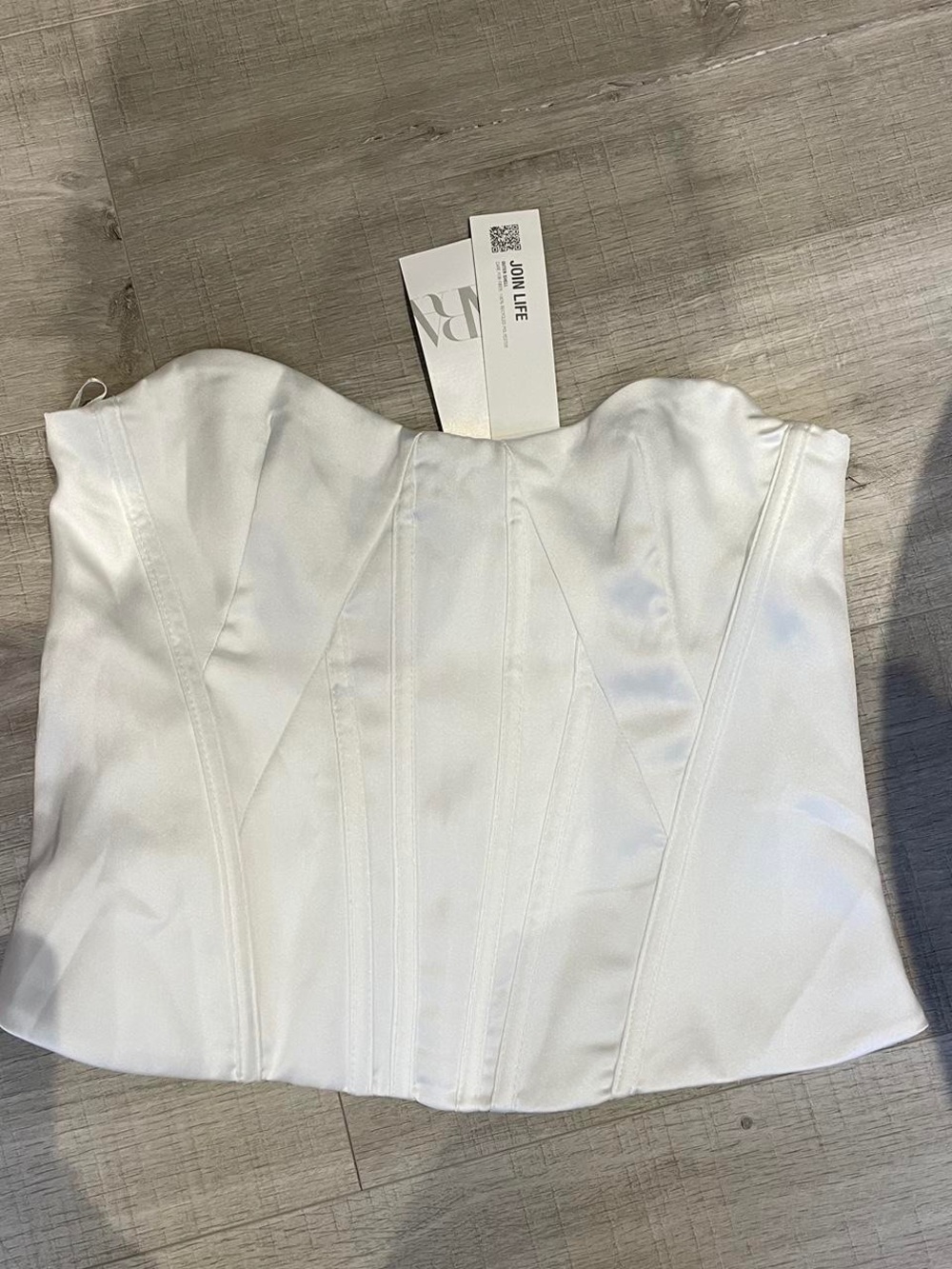 Zara boned Corset in white satin